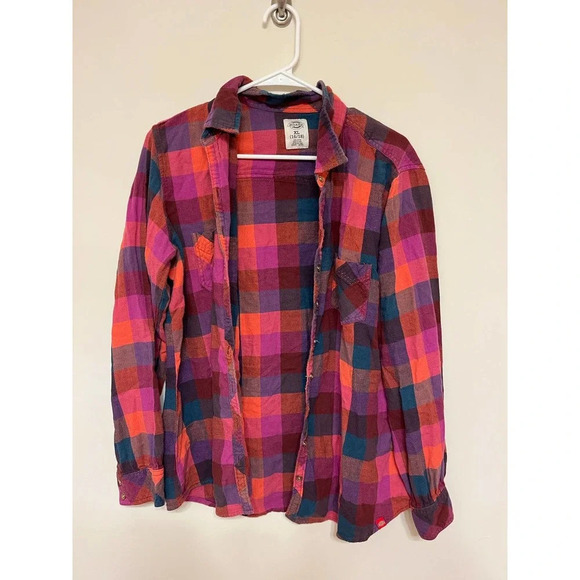 Dickies multicolor Plaid Flannel Long Sleeve Button Down Shirt Girls Size XL - Picture 1 of 4